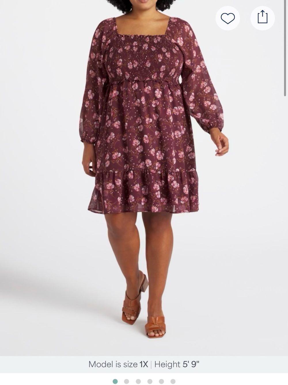 Kaileigh Burgundy Floral Smocked Mini Dress - NWT